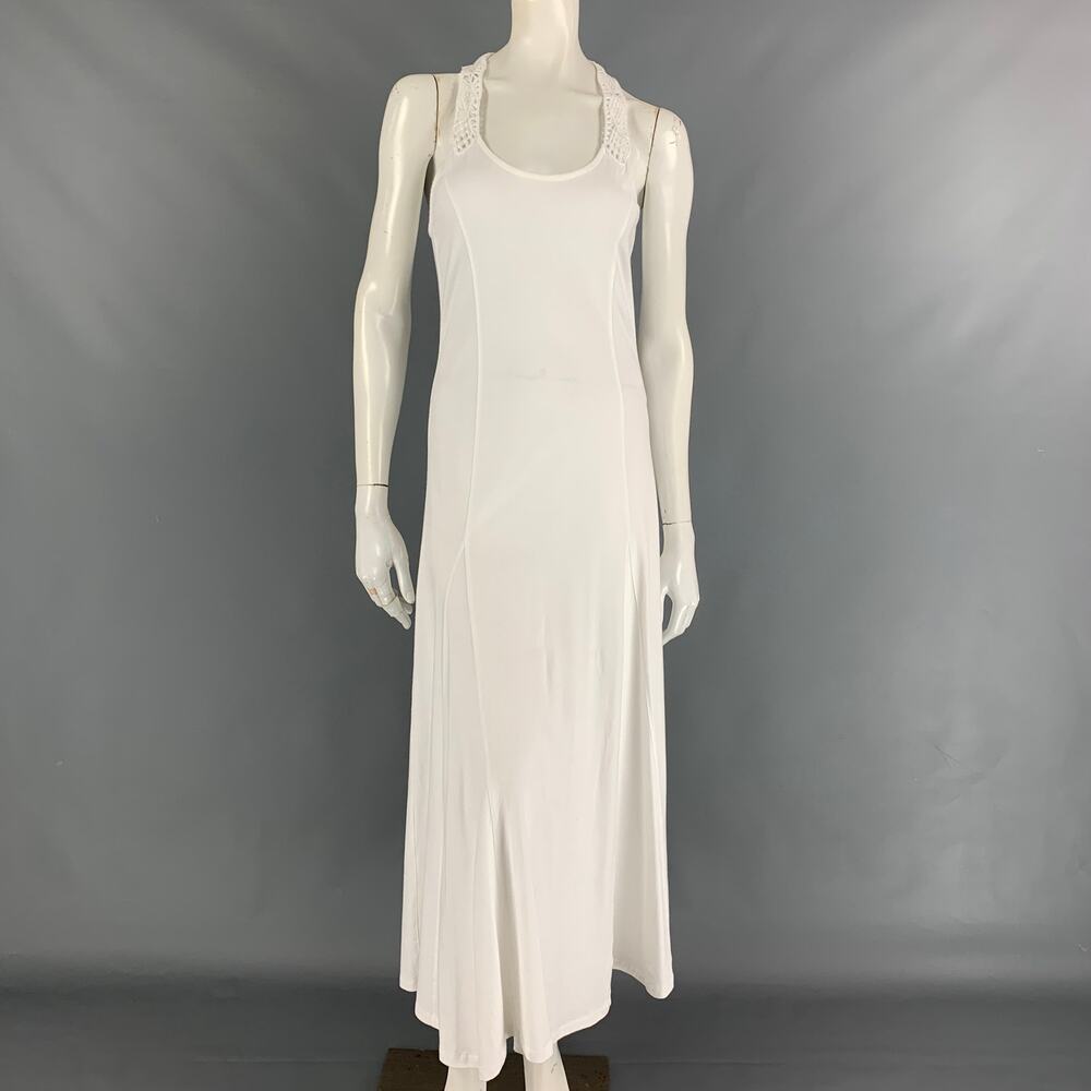 RALPH LAUREN Black Label Size M White Cotton Crochet Racerback Long Dress